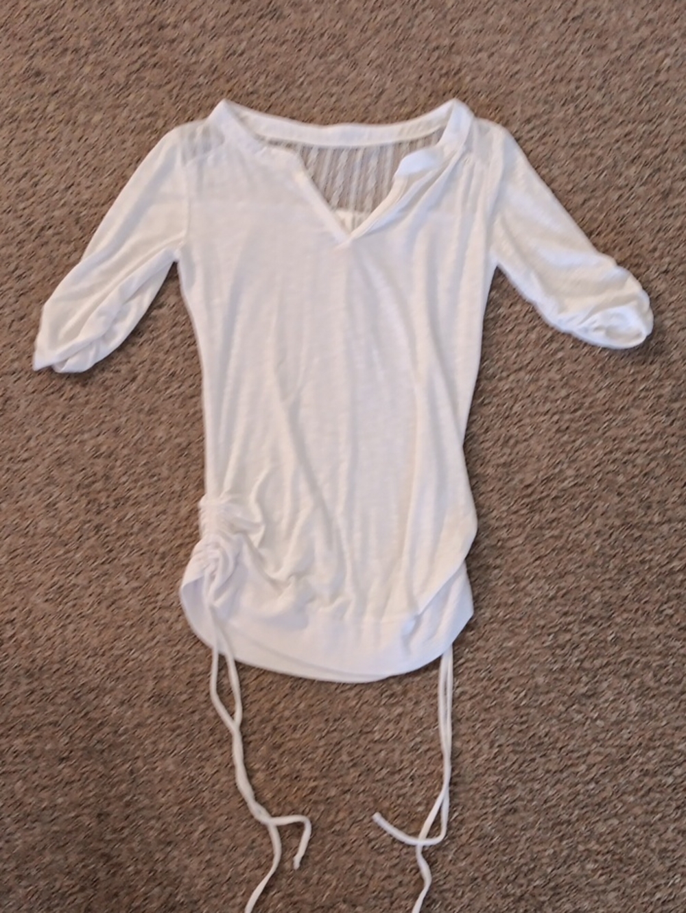 No Boundaries White V-Neck Drawstring Hem Tunic